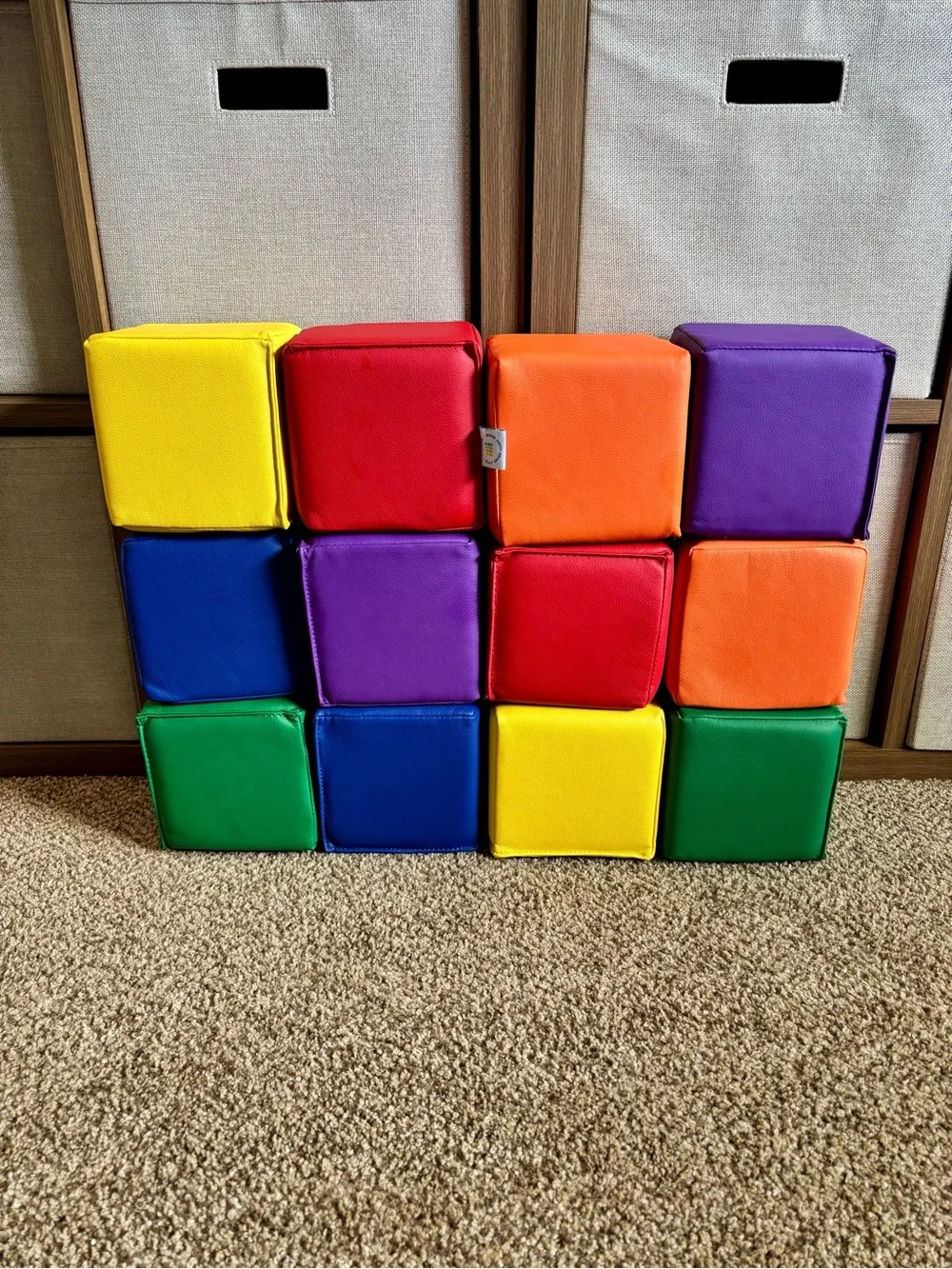 ECR4Kids Soft zone Toddler Colorful Stacking Blocks - Kids Toy (Multi) 12ct